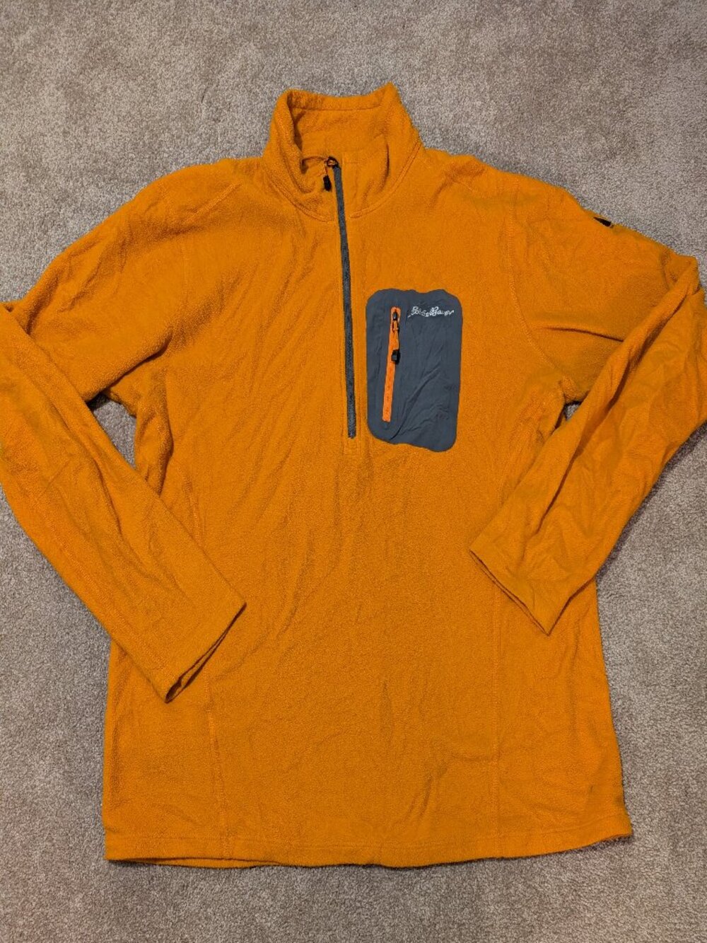 Eddie Bayer men's quarter zip fleece Polartec Large orange